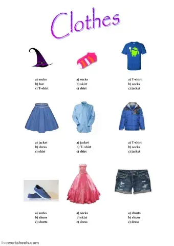 Clothes - multiple choice