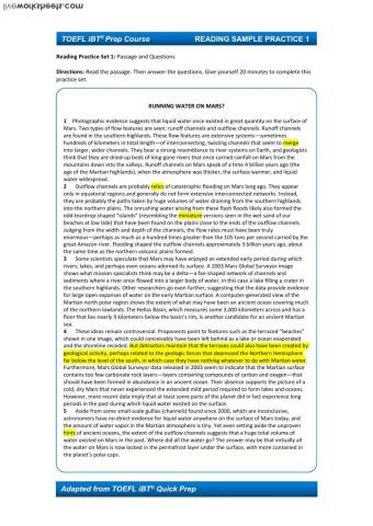 TOEFL iBT Reading Practice 1