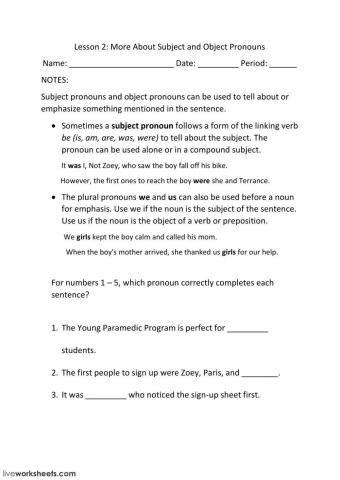 More About Subject and Object Pronouns