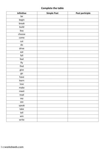 Verb forms test