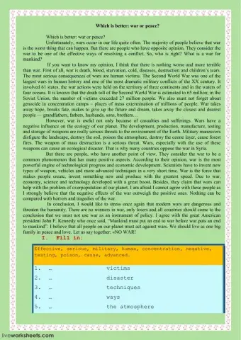 Which is better: war or peace?