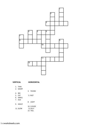 Adjectives crossword 