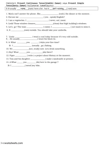 Present Simple Tense - Present Continuous Tense