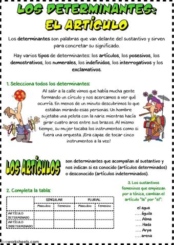 Los determinantes. El artículo