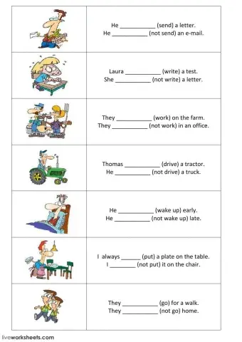 Present simple - positive and negative sentences - part 2