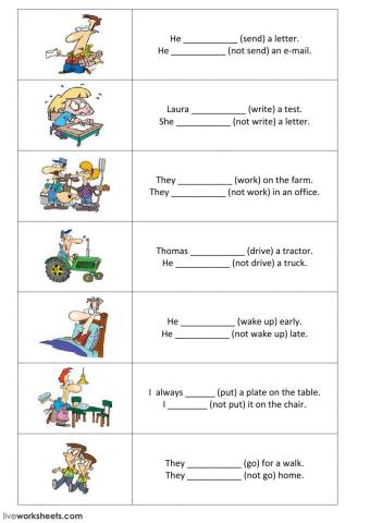 Present simple - positive and negative sentences - part 2