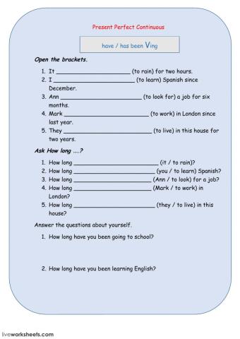 Present Perfect Continuous 