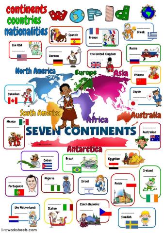 World - continents, countries, nationalities