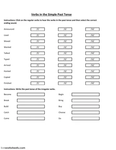 Verbs in Simple Past Tense