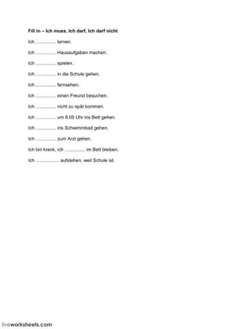 müssen, dürfen, nicht dürfen