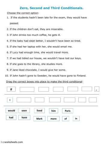 Zero, Second and Third Conditionals