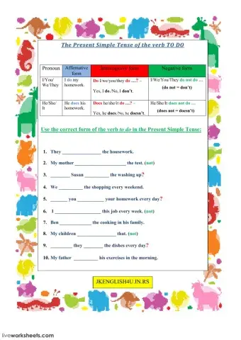 The Present Simple Tense of the verb TO DO