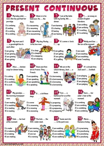 Present Continuous - multiple choice