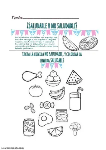 Comida saludable y No saludable