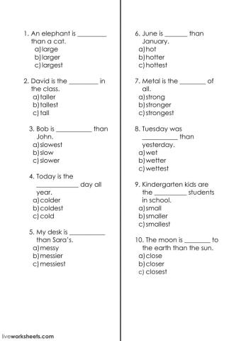 Comparatives using er and est