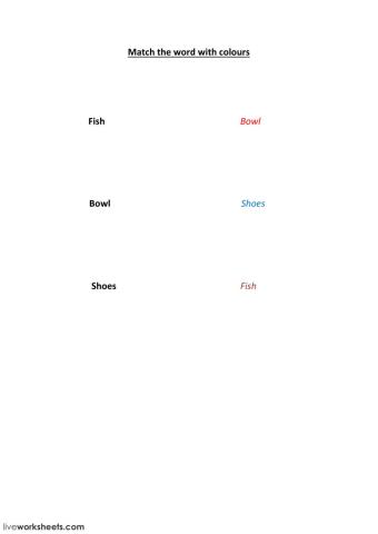 match the words with colours