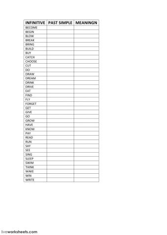 IRREGULAR VERBS