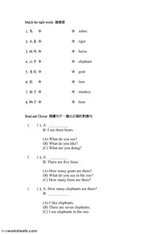 HK6 L4 單字 animals