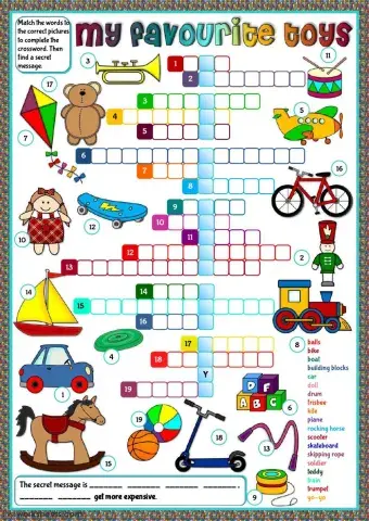 My favourite toys - crossword