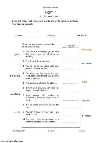 Reading and Writing: Vocabulary