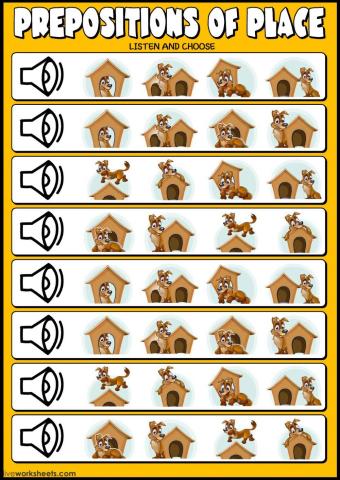 Prepositions of place - listening exercise