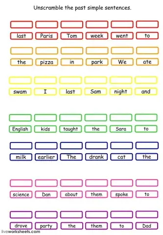 Past Simple unscramble the sentences