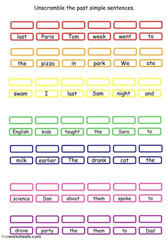 Past Simple unscramble the sentences