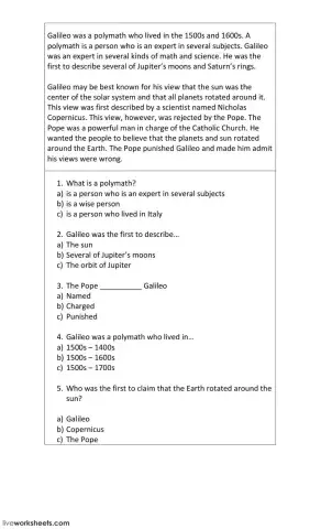 Reading comprehension 