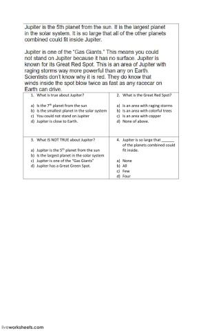 Reading comprehension 