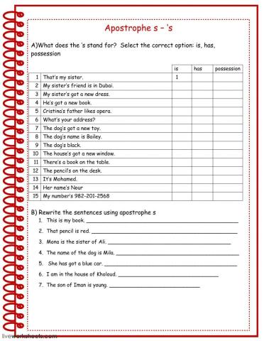 Apostrophe 's and contractions