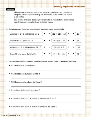 Frases y expresiones numéricas