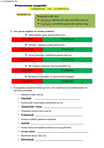 Subjektua eta predikatua