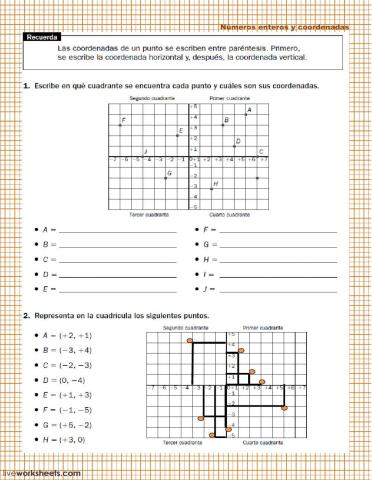 Números enteros y coordenadas