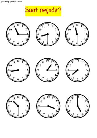 Write the correct time activity