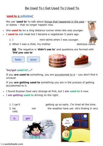 Be used to, get used to, used to