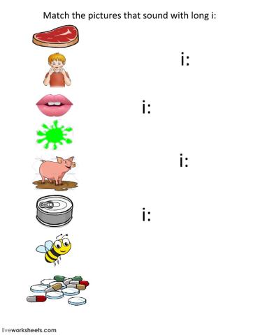 Match the picture with the Long i: sound