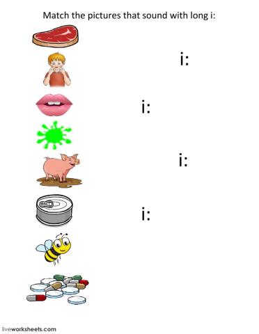 Match the pictures that sound with long i: