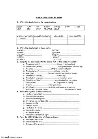 Regular verbs. Past tense