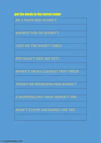 Unscramble the words to form sentences