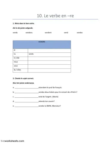 10 Le verbe en -re