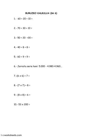 Buruzko kalkulua 6