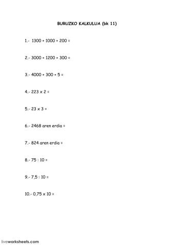 Buruzko kalkulua 11