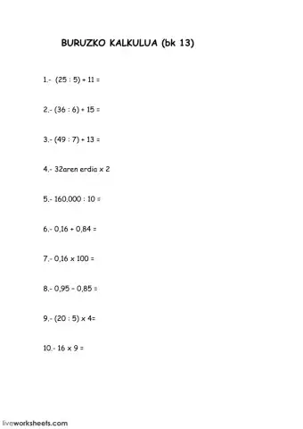Buruzko kalkulua 13