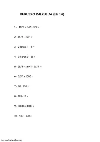 Buruzko kalkulua 14