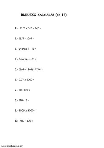 Buruzko kalkulua 14