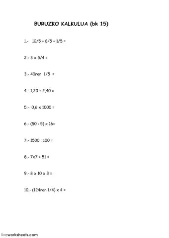 Buruzko kalkulua 15