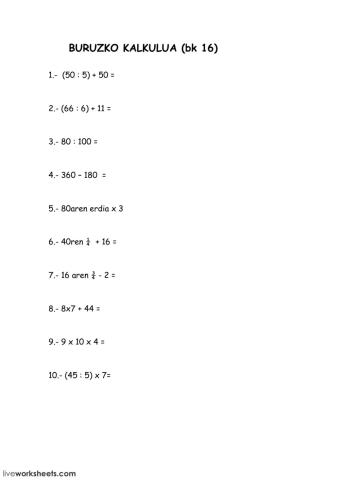 Buruzko kalkulua 16
