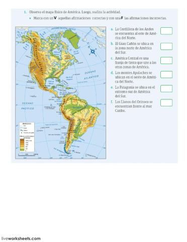 Características naturales de América, su relieve