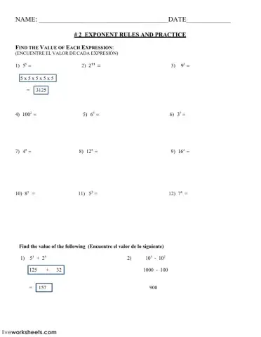 Exponents and polynomials