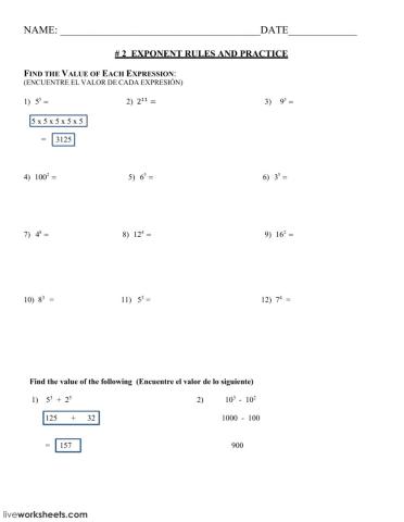 Exponents and polynomials